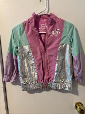 JoJo Siwa Pink, Mint & Silver Metallic Colorblock Jacket